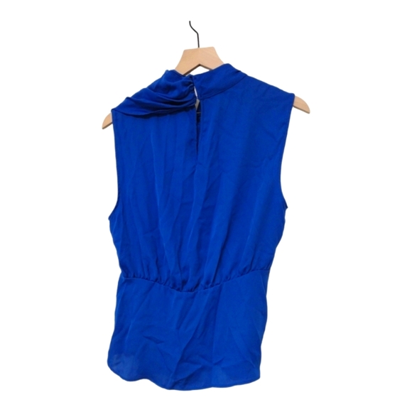 Zara Structured Wrap Drapery Style  Blue Blouse Size Large NWT - Picture 4 of 11